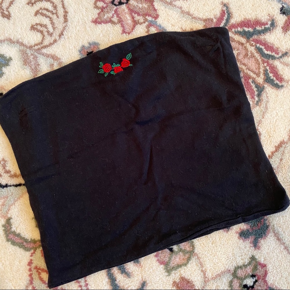 Brandy Melville black tube top with red rose